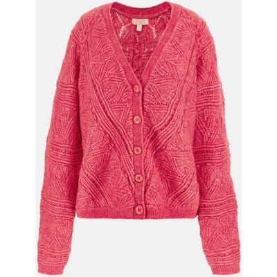 GUESS  Eco Ls Vn Pointelle Amel Spring Coral Taglia: XS | Cardigan Outlet | Donna | Arancia