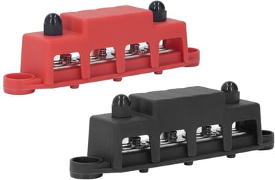 Zeynomax - Bus Bar Klemmenblok - Stroomverdeling - Zware Module Ontwerp - M8 4 Terminal - DC48V 250A - Voor Elektrische Installaties - 2 Stuks