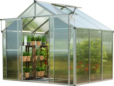 GFP tuinkas TOPAS 3 aluminium 225x195 cm, 6 mm kanaalplaten polycarbonaat, stabiel & weerbestendig