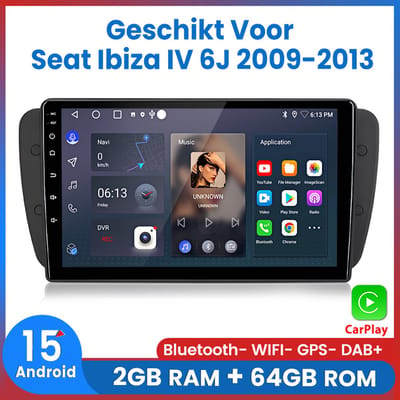 Awesafe Autoradio - Android 15.0 Systeem - Geschikt Voor Seat Ibiza IV 6J 2009 t/m 2013 - Draadloos Apple Carplay & Android Auto - Ram 2GB + Rom 64GB - 9 inch HD touchscreen - Radio Scherm - Bluetooth & Wifi - Navigatie GPS - 2009 2010 2011 2012 2013