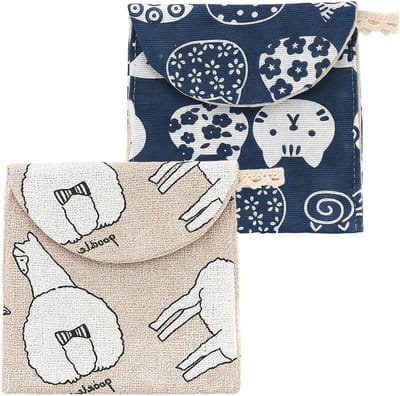 Opbergzakken Maandverband - Toilettas Menstruatie - Privacy Beschermen - Herbruikbaar Waterdicht - 13 x 13 cm - Meerdere Patronen