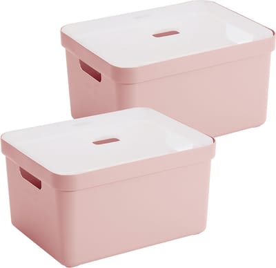 Sunware Sigma Home opbergbox 32L - Set van 2 - Roze/Transparant