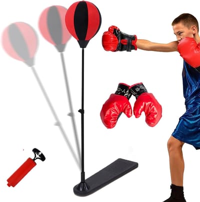 Bokszak Met Statief - Boksbal Set - Actieve Kindertijd - Hoogteverstelbaar - Tot 106cm - Rood