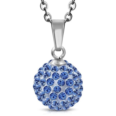Amanto Ketting Cava Blue - 316L Staal - Shamballa - Ø12mm - 45cm