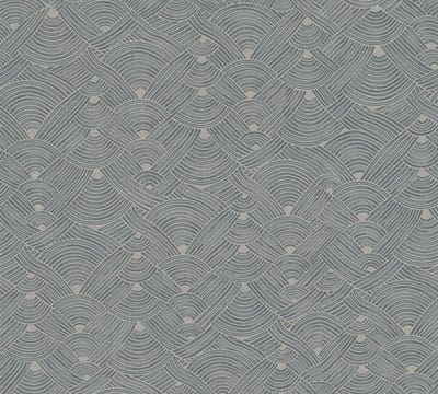 Etnisch behang Profhome 387421-GU vliesbehang hardvinyl warmdruk in reliëf licht gestructureerd in etnisch stijl mat blauw beige grijs taupe 5,33 m2