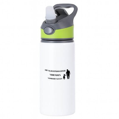 Hacebo® - opa en kleindochter vrienden voor het leven waterfles met rietje groen - Vriend - opa/kleindochter - opa cadeautjes - cadeau - kado - geschenk - kleindochter verjaardag - kleindochter artikelen - water fles - 650ML
