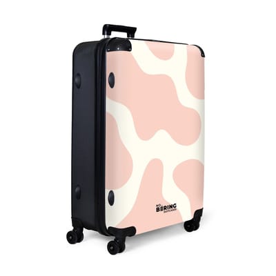 NoBoringSuitcases.com® - Koffer groot - Reiskoffer lichtgewicht - Wit met roze vlekken - Rolkoffer met 4 wielen - Grote trolley XL - 98 liter bagage