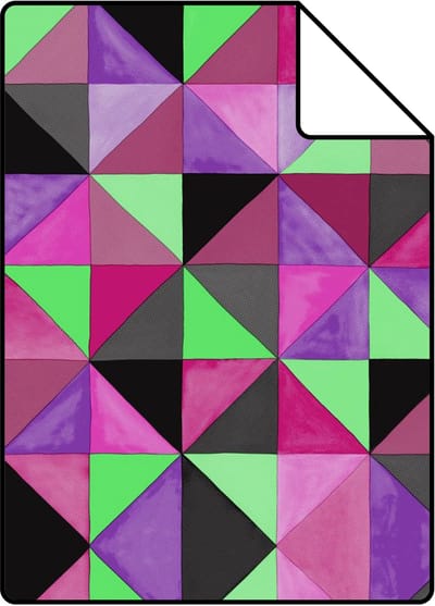 Proefstaal Origin Wallcoverings behang kubisme roze en groen - 26,5 x 21 cm - 346912-S