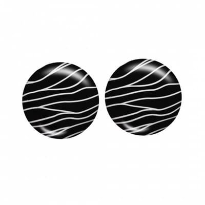 Clip oorbellen -zwart -wit- lijn- 2 cm-geen gaatje- Charme Bijoux