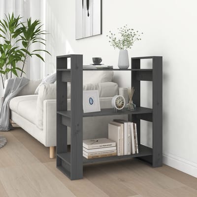 vidaXL - Boekenkast/kamerscherm - 80x35x91 - cm - massief - grenenhout - grijs