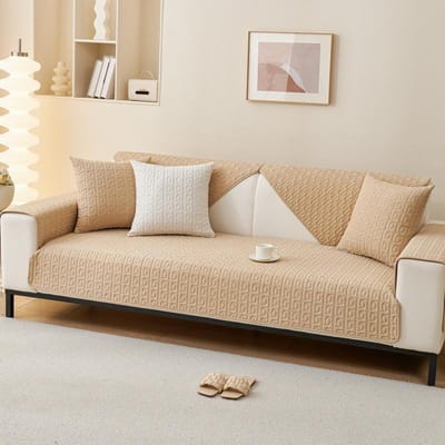 Style Coréen Frais Toutes Saisons Couleur Unie Tissu Coton Coussin de Canapé Coussin Antidérapant Coussin de Canapé en Coton Serviette 70*70cm