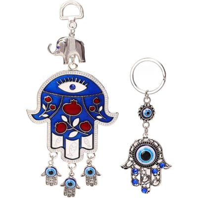 2 stuks Blauw Oog Hanger Sleutelhanger Blauw Oog Hangend Ornament Sleutelhanger Decor Amulet Handgemaakte Hanger blue