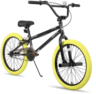 Joystar Brockway BMX-fiets - 20 inch - Handrem - Remmen - Achter V-brake - Pegs - Geel - Geschikt voor buitenactiviteiten in de lente