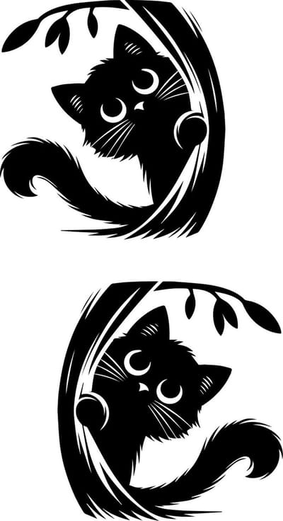 Raam - muur sticker gluur katten - peeking cats