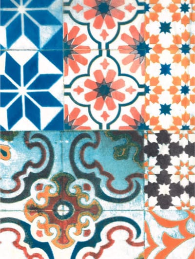 Decopatch papier Marokkaanse Tegel blauw/geel