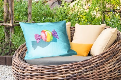 Buitenkussens - Blauw - Snoep - Regenboog - 60x40 cm - Weerbestendig