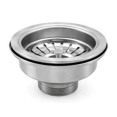 Waterval Korfplugset Ø114 mm – Gootsteen Afvoerplug – RVS 304 – G1½ – Geborsteld – Zonder Overloop – Zilver