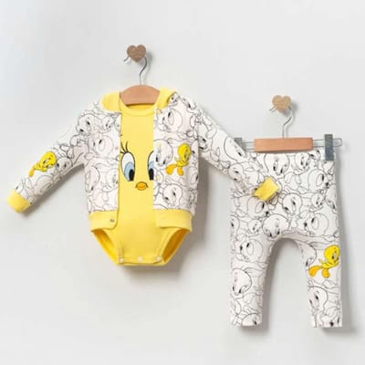 Baby - baby set-3 Pce - baby Kleding set- kleding set - Maat: 6-9 mnd - tweety bird - unisex