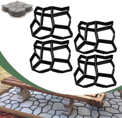 4pcs Kunststof tuinpad mal – Betonmal voor tuinpad en terras, weerbestendig en roestvrij