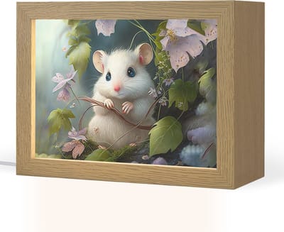 Nachtlampje 20x15 cm - Kinder lampje - Muis - Bos - Bloemen - Illustratie - Bosdieren - Tafellamp kinderkamer - Slaapkamer lamp - Bedlamp kinderen - Kinderlampje stopcontact - Wandlamp babykamer - Nachtlampjes