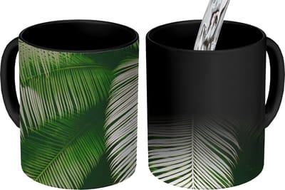 Magische Mok - Foto op Warmte Mokken - Koffiemok - Palmbladeren - Zomer - Tropisch - Magic Mok - Beker - 350 ML - Theemok