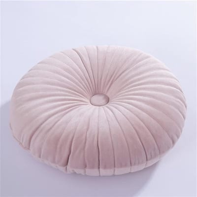 Ronde Fluwelen Pompoen Kussen - 34.7 cm, Perfect voor Woonkamer, Bank en Vloer (Roze)