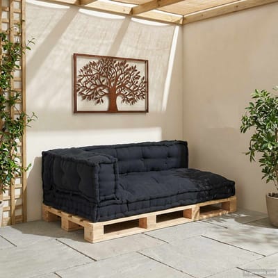 vidaXL - Pallet - Sofa - Kussen - 3 - st - Stof - Antracietkleurig - 120 - x - 80 - x - 38 - cm