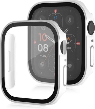 By Qubix - Hard case 41mm - Wit - Geschikt voor Apple Watch 41mm hoesje - screenprotector - Bescherming iWatch - Bescherm hoesje