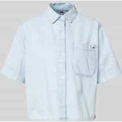 Relaxed fit jeansblouse van puur katoen