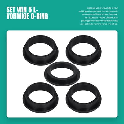Dailygoods- O-ring L-vorm - 5 stuks - Rubber - Zwembadfilter - Afdichtingen - 5,5 x 4,6 cm - Betrouwbare afdichting - Afdichtring