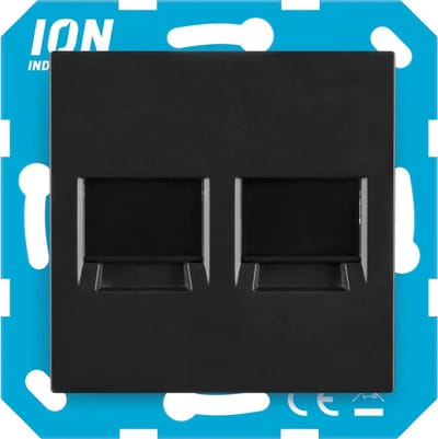 ION Industries - V1/J1 modular jack 2-voudig - recht - plaat - Mat Zwart