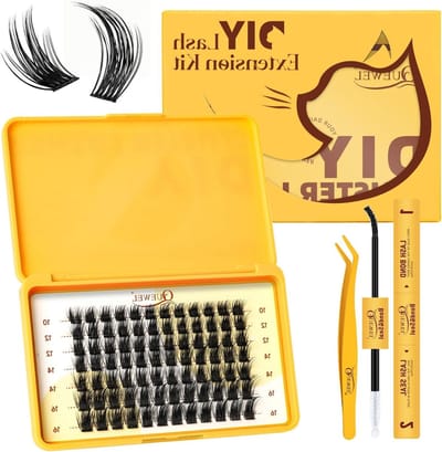 Wimper Cluster Set - Valse Wimpers Kit - Thuis Wimpers Aanbrengen - Kattenoog Stijl - 84 Stuks - Zwart