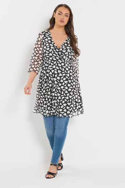 Yours Zwarte Tuniek Met Hartjesmotief Size 46