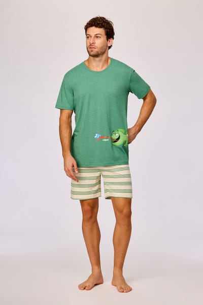 Woody pyjama jongens/heren - groen - kameleon - 261-10-PSU-S/742 - maat XXL