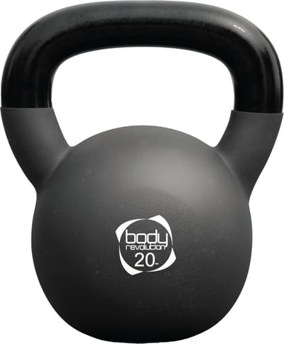 Neopreen kettlebell - zwart - 20kg - ergonomisch handvat