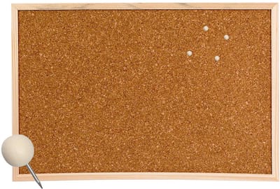 Zeller Prikbord - 58 x 39 cm - inclusief 25x houten bolletjes punaises - Kantoor / thuis / keuken - memobord