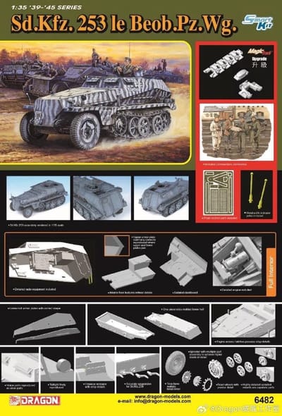 Dragon Modelbouwpakket Auto - 6482 Sd.Kfz. 253 le Beob.Pz.Wg. - Militair Voertuig - Smart Kit Plastic - 1:35 - Modelbouw
