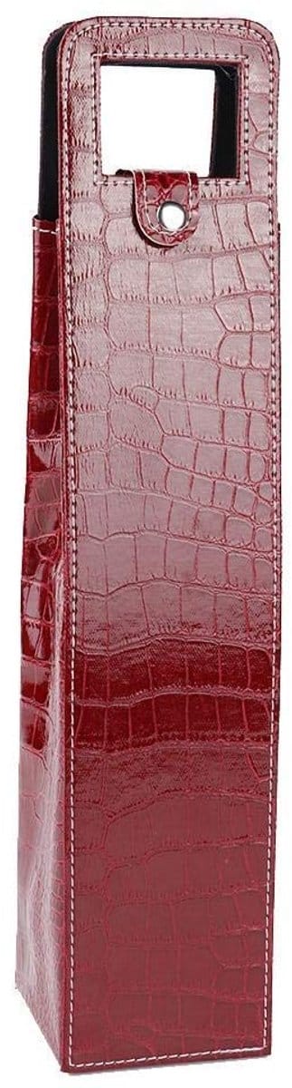 Cosensi - PU Portable Reusable Leather Wine Bag - Wijn Geschenk Tas - Modern Design - Rood Krokodil - Champagne en Bier Draagtassen - Ideaal voor C...