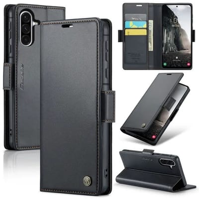 CaseMe Wallet Case met RFID Bescherming en Magneetsluiting voor Galaxy A36 5G _ Zwart