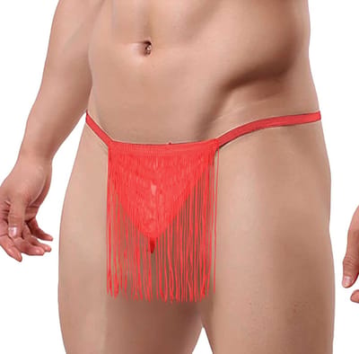 Sexy heren string met kwastjes - Verleidelijke slip - Polyester - One size - Seks - Erotiek - Rollenspel