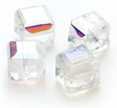 Square glass beads Ab Clear 6x6mm