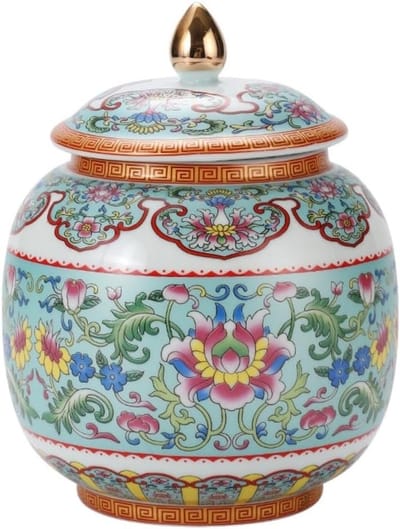 Keramische losse thee-opslagpot Emaille kleur Keramiek Chinese retro-stijl verzegelde pot Keukenvoedselopslagpot Koffiedikopslag (Color : A)