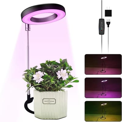 Grond-aangesloten Plantenlamp Tijdgestuurd Dimbaar Engelenring Volledig spectrum Imitatiezonlicht Succulent Telescopic tube wit/geel