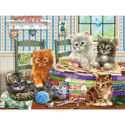 Woondecoratie  Vijf Kittens  DIY 5D Diamant Borduren Borduurpakketten Hars Hobby Craft 20X30CM beige