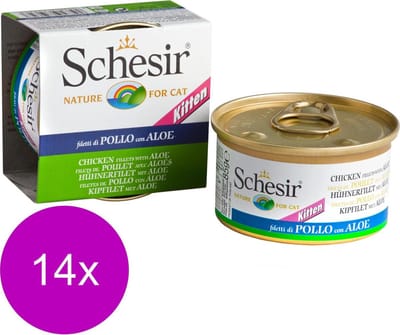 Schesir Kattenvoer Kitten 3-12 Kip - Aloe in Gelei - 14 x 85 gr - Voordeelverpakking