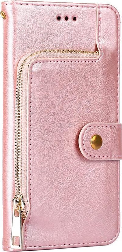 Hoesje geschikt voor iPhone 7 - Bookcase - Koord - Pasjeshouder - Portemonnee - Rits - Kunstleer - Rose Goud