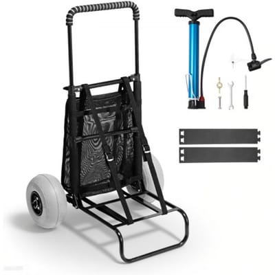 VEVOR Strandwagen Handkar Zandwagen, Strandwagen 74,84 Kg Laadvermogen, Opvouwbare Zandwagen van Staal 69 tot 114 Cm In Hoogte Verstelbaar, Robuuste Wagen voor op Het Strand