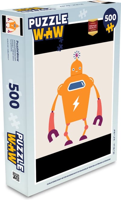 Puzzel Robot - Antenne - Oranje - Bliksemschicht - Jongen - Kids - Legpuzzel - Puzzel 500 stukjes