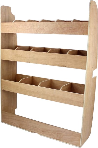 Ford transit custom swb busrek - hout - 102x30x136cm - 3 vakken