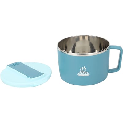 Noedelkom met Stokjes en Spork 1200ml 304 Roestvrij Staal Draagbare Ramen Kookkom met Deksel voor Kantoor blauw